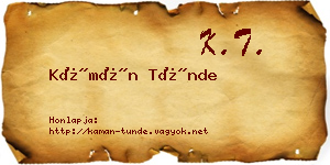 Kámán Tünde névjegykártya